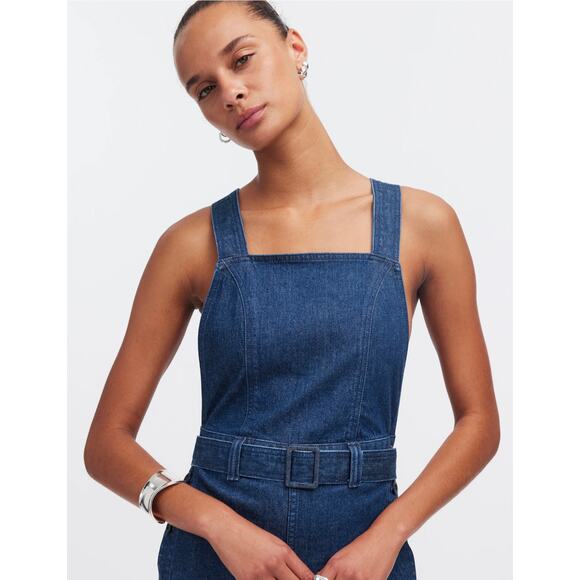 MADEWELL Denim Cross-Back Jumpsuit in Cason Wash- size 6 - Picture 5 of 6